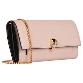 Alexander Mcqueen-Skull Leather Chain Wallet-Beige