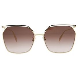 Alexander Mcqueen Square-Frame Metal Sunglasses Golden Metallic