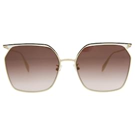 Alexander Mcqueen-Square-Frame Metal Sunglasses-Golden,Metallic