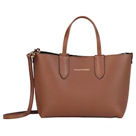 Alexander Mcqueen-Mini Shopper Leather Tote-Brown