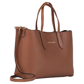 Alexander Mcqueen-Mini Shopper Leather Tote-Brown