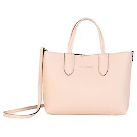 Alexander Mcqueen-Mini Shopper Leather Tote-Beige