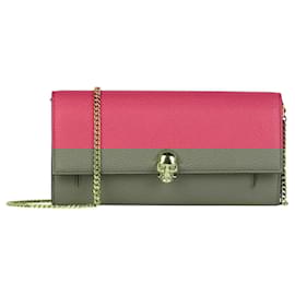 Alexander Mcqueen-Skull Leather Chain Wallet-Pink