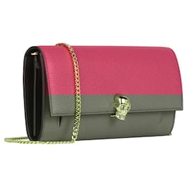Alexander Mcqueen-Skull Leather Chain Wallet-Pink