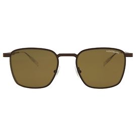 Montblanc Square-Frame Metal Sunglasses Brown