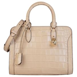 Alexander Mcqueen-Small Pebbled Leather Satchel-Brown