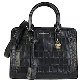 Alexander Mcqueen-Small Pebbled Leather Satchel-Black
