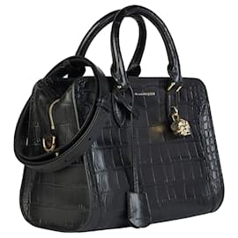 Alexander Mcqueen-Small Pebbled Leather Satchel-Black
