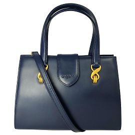 Emanuel Ungaro Bolsa de ombro vintage em couro azul Azul