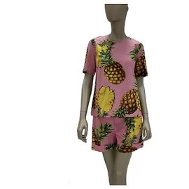 Conjunto de bermuda e camiseta de abacaxi Dolce & Gabbana Terno Sz.42 Multicor