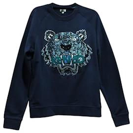 Kenzo-Kenzo Tiger Sweatshirt in Navy Blue Cotton-Blue,Navy blue