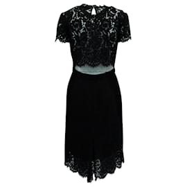 Diane Von Furstenberg-Diane Von Furstenberg Lace Short Dress in Black Cotton-Black