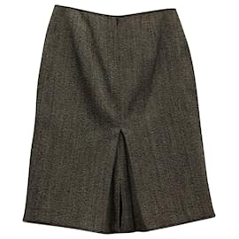 Victoria Beckham-Victoria Beckham A-Line Skirt with Pockets in Brown Wool-Brown