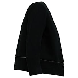 Sandro-Sandro Paris Elbow-length Sleeves Zipper-trim Jacket in Black Wool-Black