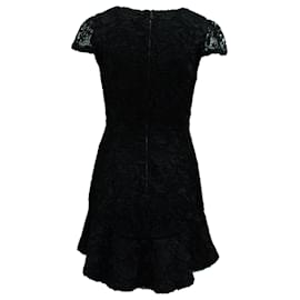 Alice + Olivia-Alice + Olivia Short Sleeve Lace Dress in Black Polyester-Black