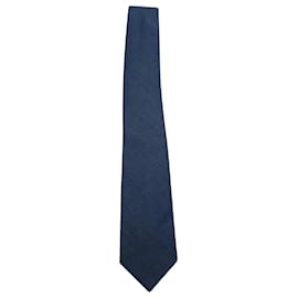 Hermès-Gravata Hermes em Algodão Azul-Azul