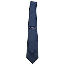 Hermès-Gravata Hermes em Algodão Azul-Azul