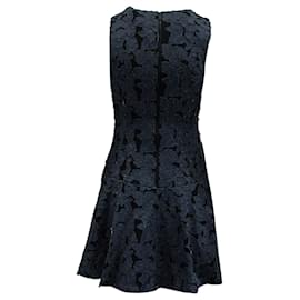 Alice + Olivia-Alice + Olivia Fona Denim Floral Lace Dress in Blue Polyester-Blue