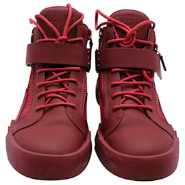 Giuseppe Zanotti-Giuseppe Zanotti High Top Sneakers in Red Leather-Red,Other