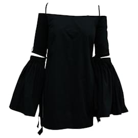 Ellery-Minivestido Ellery con hombros descubiertos en algodón negro-Negro