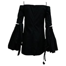 Ellery-Ellery Cold-Shoulder Mini Dress in Black Cotton-Black