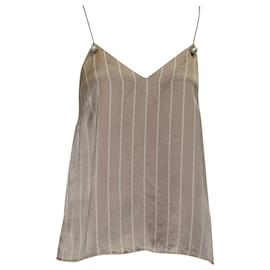 Autre Marque-Cami NYC Striped Camisole with Pearl in Pink Silk-Pink
