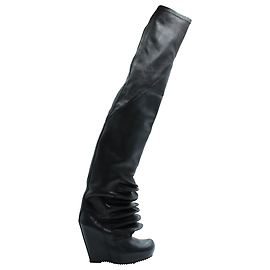Rick Owens Knee-High Boots in Black Leather Black
