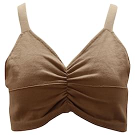 Autre Marque-Cami NYC Crop Top froncé en coton marron-Marron,Beige