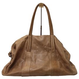 Bolsa de bagagem de noite Maison Martin Margiela em couro marrom Marrom