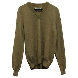 Maison Martin Margiela Maison Margiela Sweatshirt mit V-Ausschnitt und Ellenbogen-Patch aus brauner Wolle Braun
