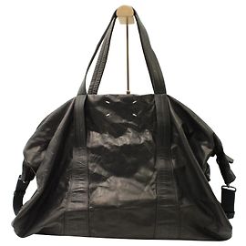 Borsa da viaggio per la notte Maison Martin Margiela in pelle nera Nero