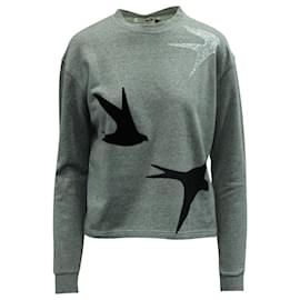 Autre Marque-McQ Alexander McQueen Bird Print Classic Sweatshirt in Grey Cotton-Grey