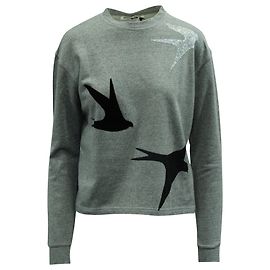 Autre Marque McQ Alexander McQueen Sweat Classique Imprimé Oiseaux en Coton Gris Gris