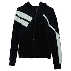 Neil Barrett-Neil Barrett Geometric Print Zip Up Hooded Jacket in Black Lyocell-Black