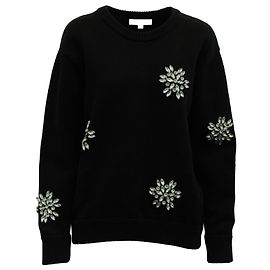 Michael Kors Crystal Snow Flakes Sweatshirt aus schwarzer Baumwolle Schwarz