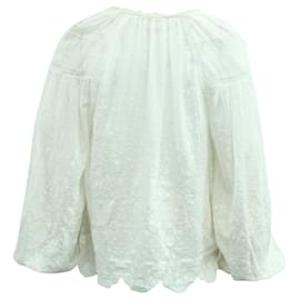 Ulla Johnson-Ulla Johnson Harper Embroidered Scalloped Blouse in White Cotton-White