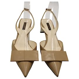 Louis Vuitton-Louis Vuitton Bow D'Orsay Slingback Sandals in Beige Leather-Brown,Beige
