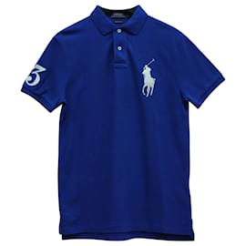 Ralph Lauren-Ralph Lauren Big Pony Polo Slim Fit Shirt in Blue Cotton-Blue