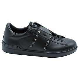 Valentino Garavani Rockstud Sans titre #11 Baskets en Cuir Noir Noir