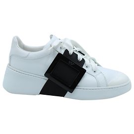 Roger Vivier Baskets Basses Buckle Skate en Cuir Blanc Blanc
