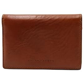 Ralph Lauren-Ralph Lauren Bi-Fold Card Holder in Brown Leather-Brown