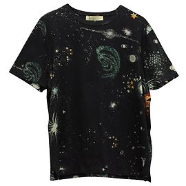 Camiseta de punto de algodón negro con estampado Cosmo de Valentino Negro