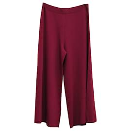 Theory-Theory Henriet K Lustrate Wide-Leg Cropped Pants in Maroon Rayon-Brown,Red