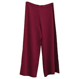 Theory-Theory Henriet K Lustrate Wide-Leg Cropped Pants in Maroon Rayon-Brown,Red