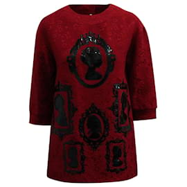 Dolce & Gabbana-Sagoma del viso stampata Dolce & Gabbana in cotone rosso-Rosso