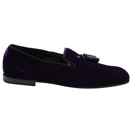 Mocassins de couro com borlas Tom Ford William em veludo violeta Roxo