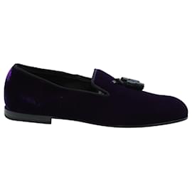 Tom Ford-Tom Ford William Tasseled Leather-Trimmed Loafers in Violet Velvet-Purple