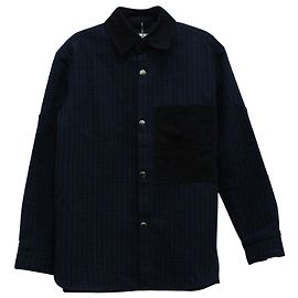 Autre Marque Acne Studios Checkered Print Button Down Shirt in Navy Blue Wool Blue Navy blue