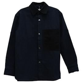 Autre Marque-Acne Studios Kariertes Button-Down-Hemd mit Print aus marineblauer Wolle-Blau,Marineblau
