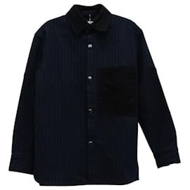 Autre Marque-Camisa con botones y estampado de cuadros en lana azul marino de Acne Studios-Azul,Azul marino